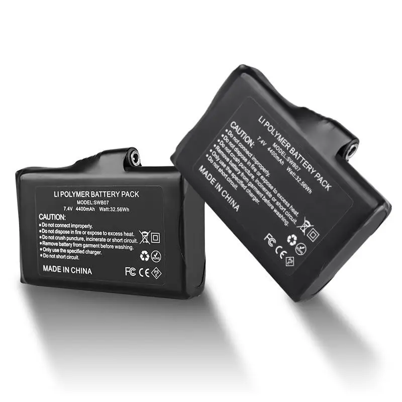Bateria recarregável de polímero de lítio 7,4V 4400mAh para luvas aquecidas e roupas aquecidas