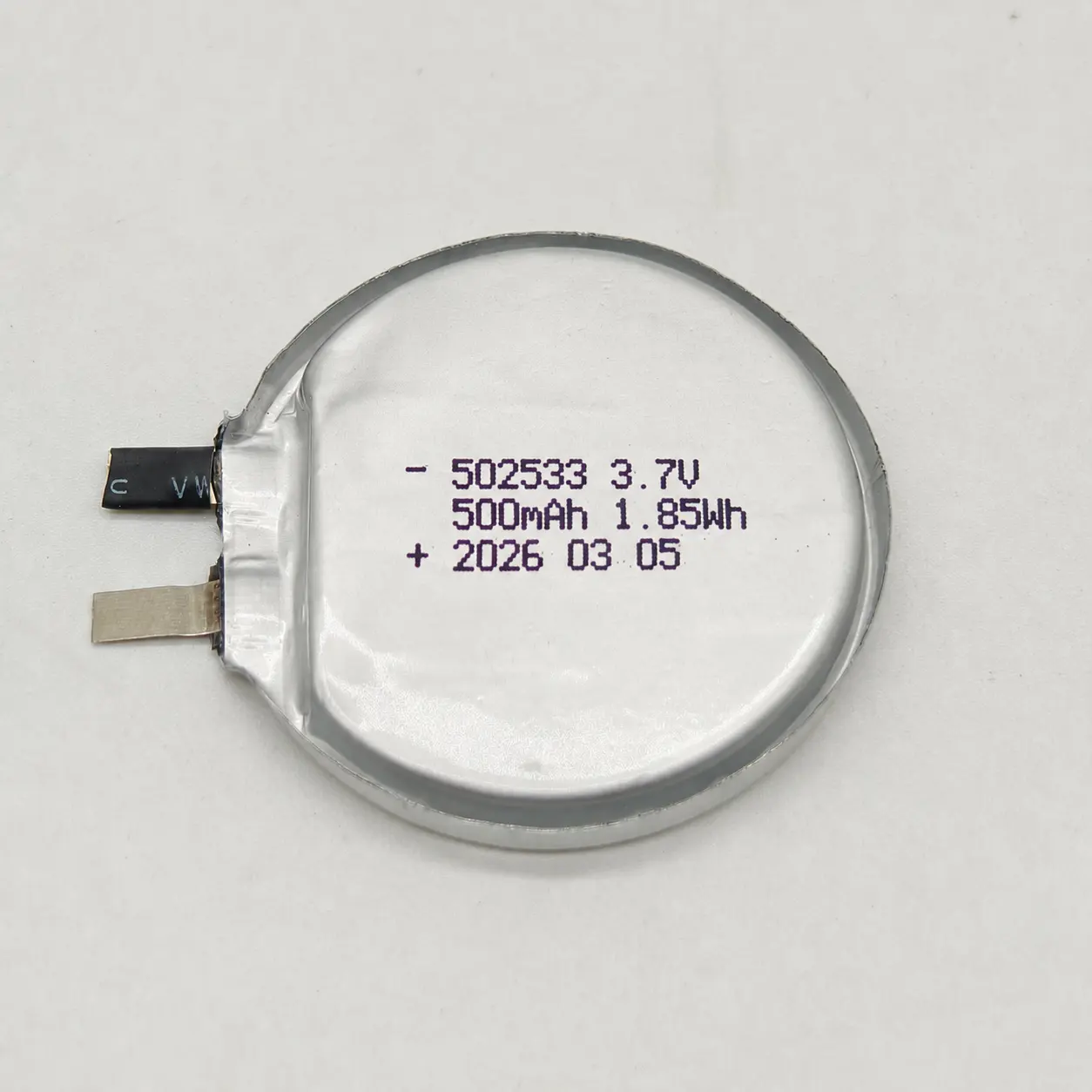 503533 bateria redonda flexível de polímero de Lítio 3,7V 500mAh para dispositivos vestíveis