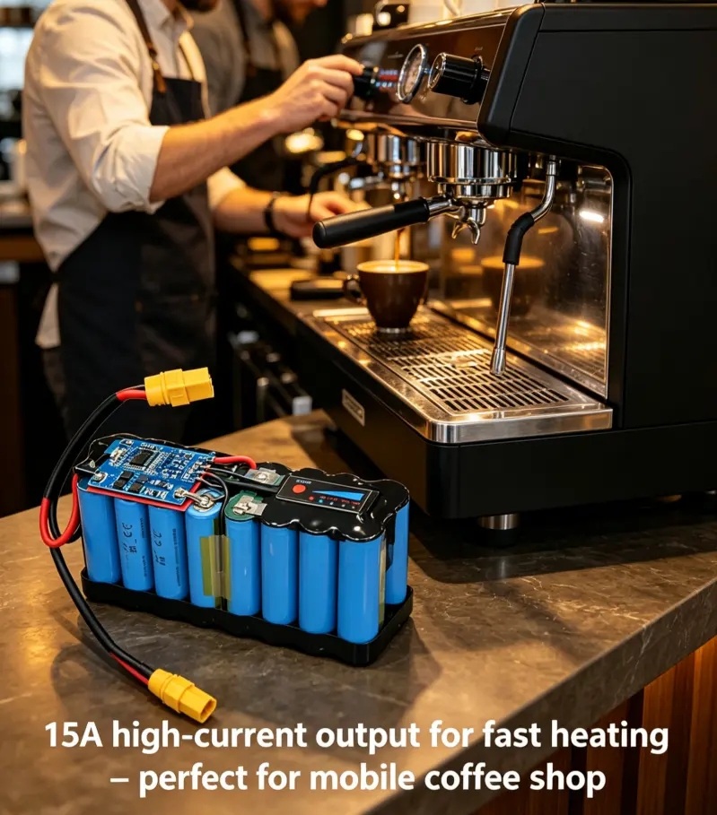 Solução personalizada de bateria de íon-lítio de 14,8V para máquinas de café portáteis