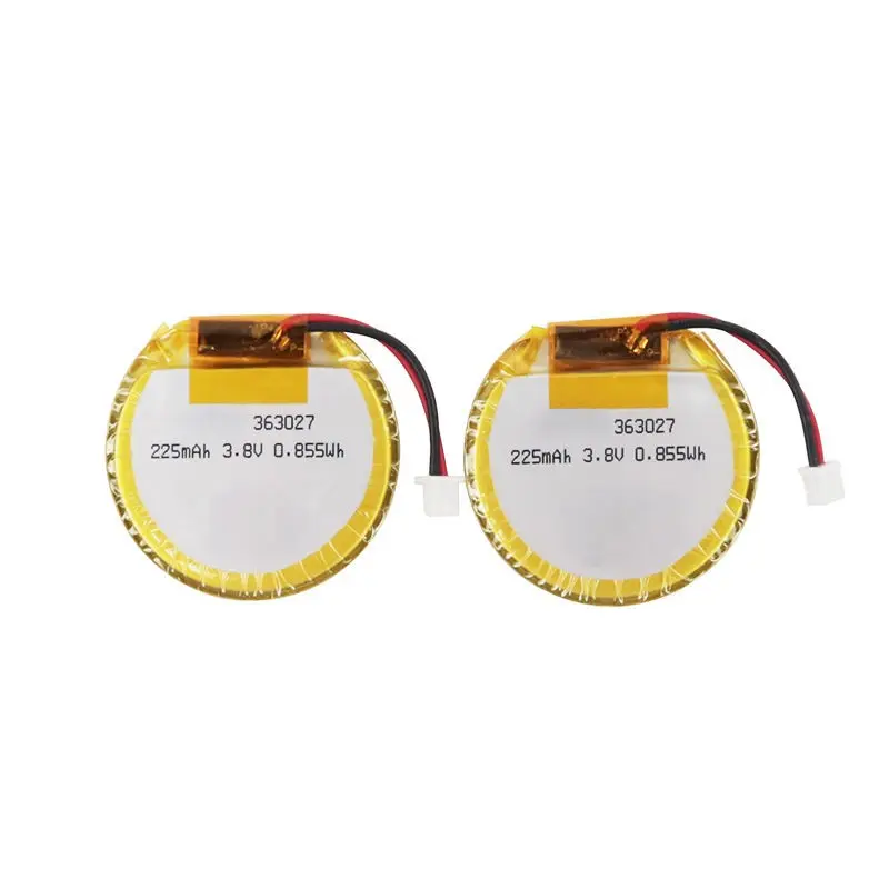 Bateria redonda de polímero de lítio de 3,7V 225mAh 363027 para dispositivos vestíveis inteligentes