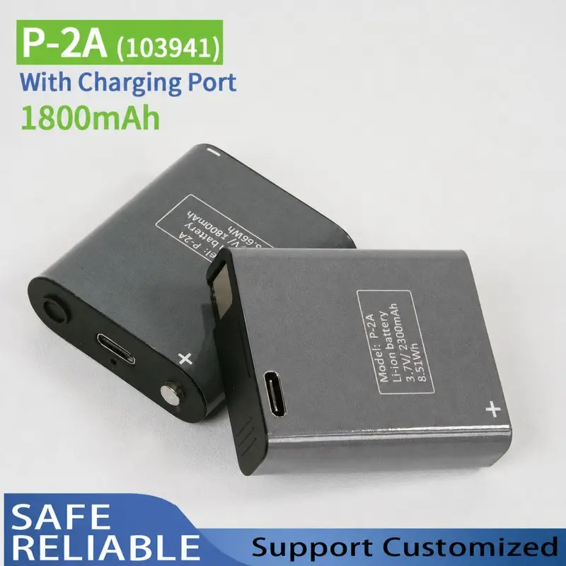 Bateria de farol de polímero de lítio de 3,7V 1800mAh com porta de carregamento