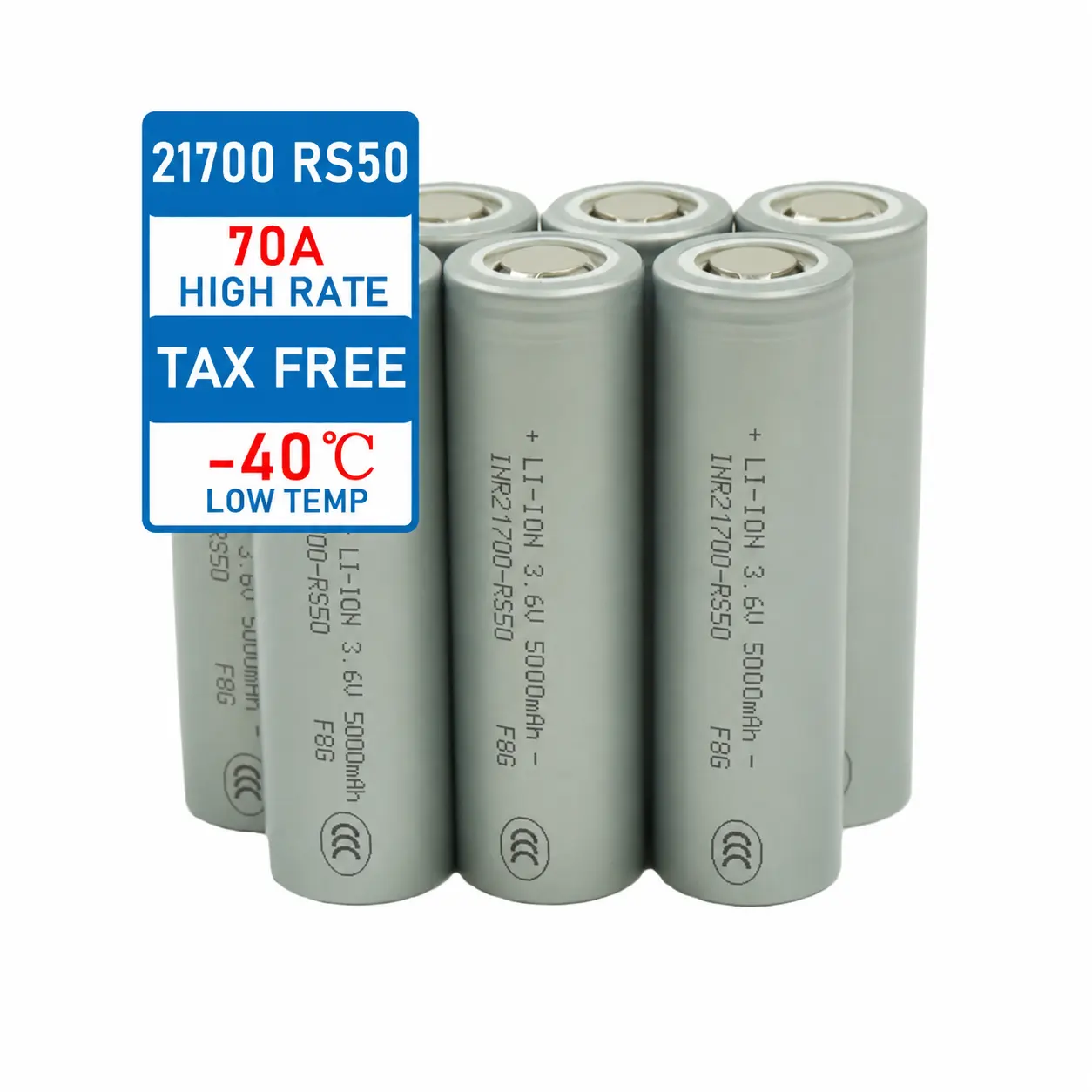 INR21700 RS50 de 5000mAh de alta taxa de íon-lítio com descarga de 70A